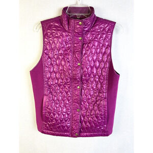 Talbots Quilted Vest Women's Small Magenta Purple Stretch Sides Puffer Outdoors